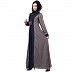 Polka dotted layered abaya- Grey-Navy Blue Polka dotted layered abaya- Grey-Navy Blue